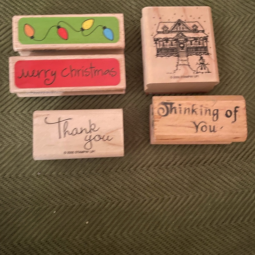 Stampin' Up! Festive Rubber Stamp Set - Red, Green, Yellow